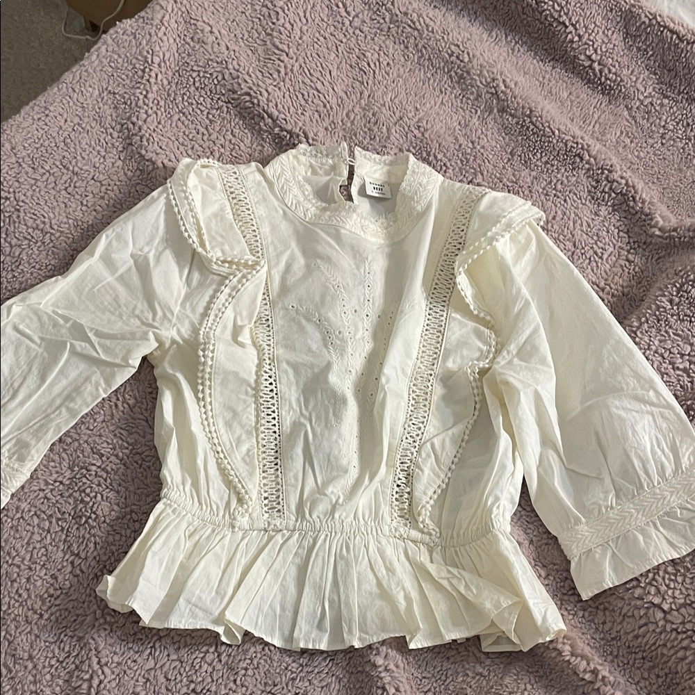 Sunday Best White Eyelet Lace Peplum Top